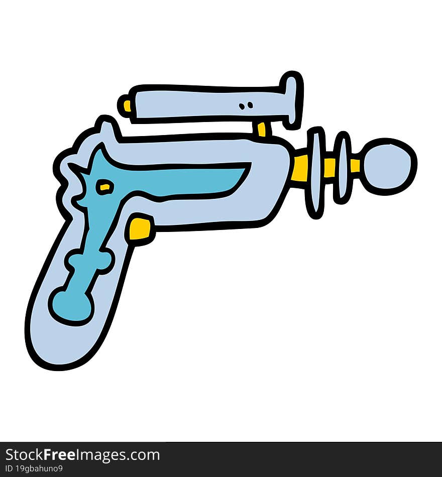 hand drawn doodle style cartoon ray gun