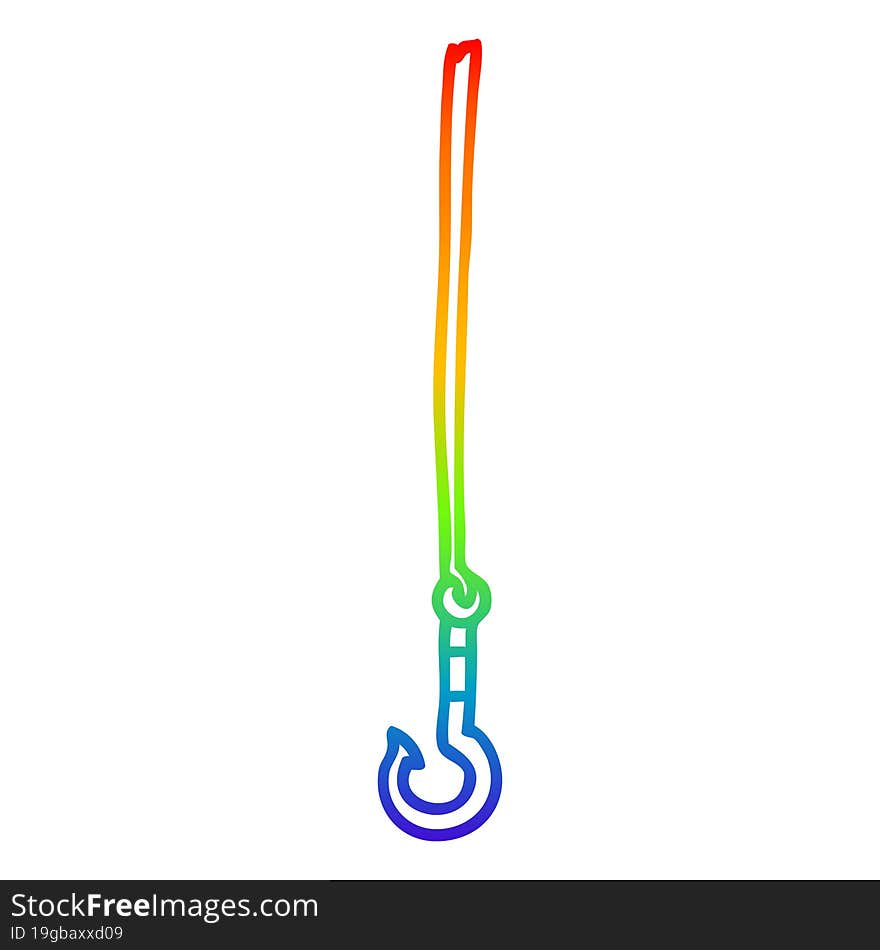 Rainbow Gradient Line Drawing Cartoon Hook