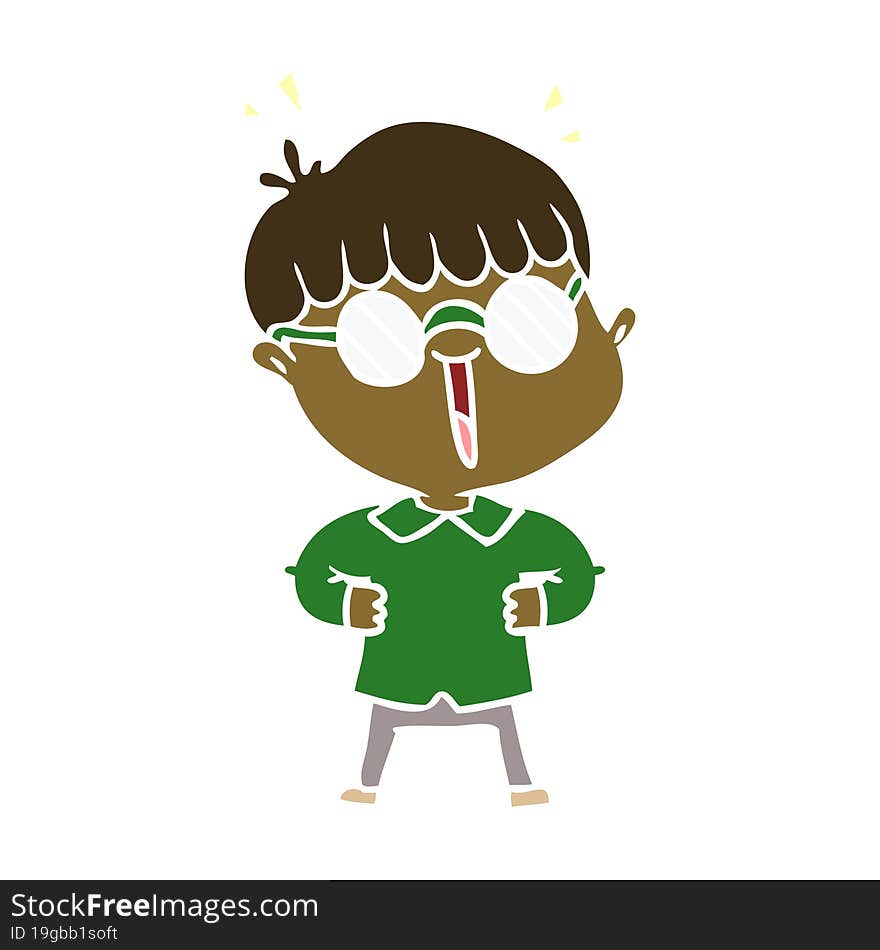 flat color style cartoon boy wearing spectacles