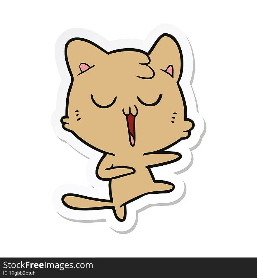 sticker of a cartoon cat singing