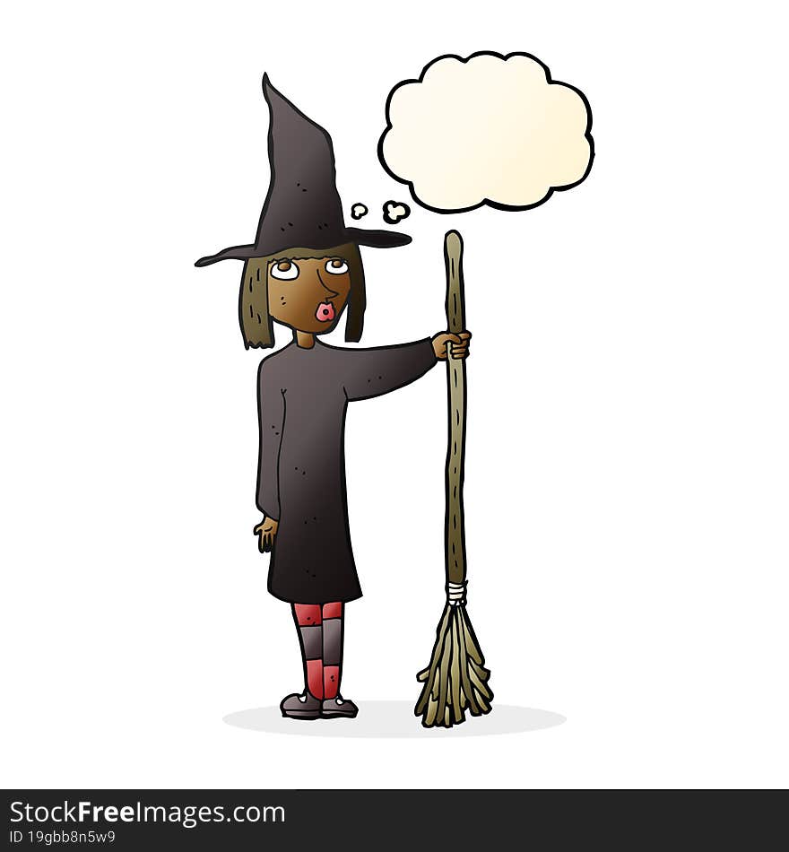 Cartoon Witch With Thought Bubble