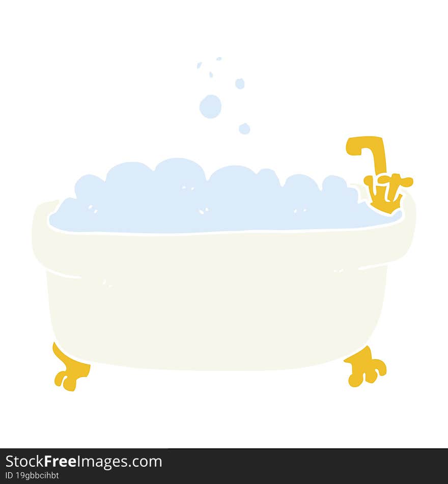 flat color illustration of a cartoon bathtub