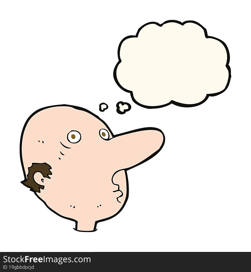 cartoon balding man with thought bubble