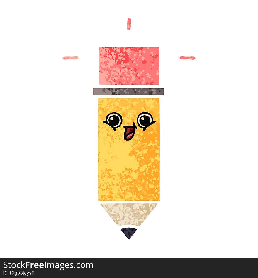 retro illustration style cartoon of a pencil