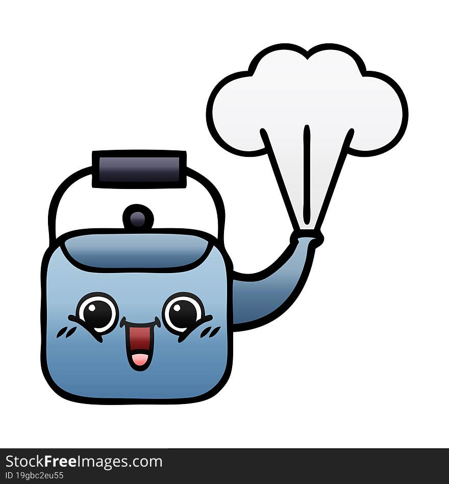 Gradient Shaded Cartoon Steaming Kettle