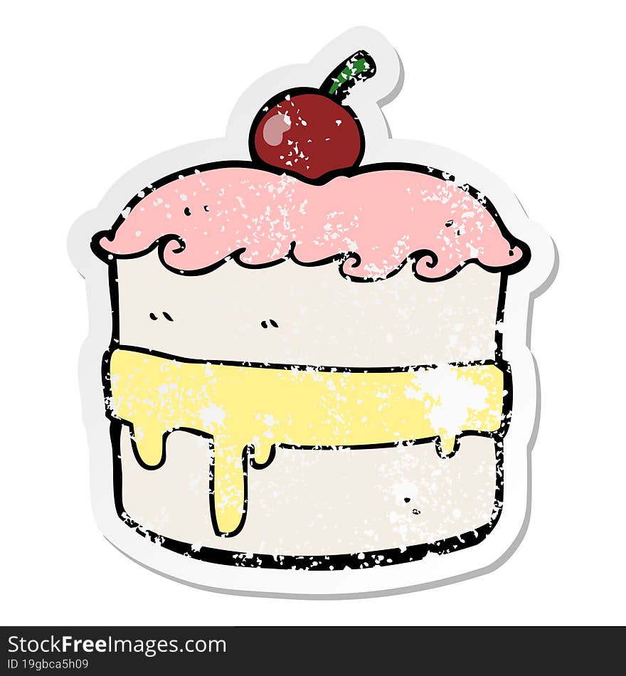 distressed sticker of a cartoon cake