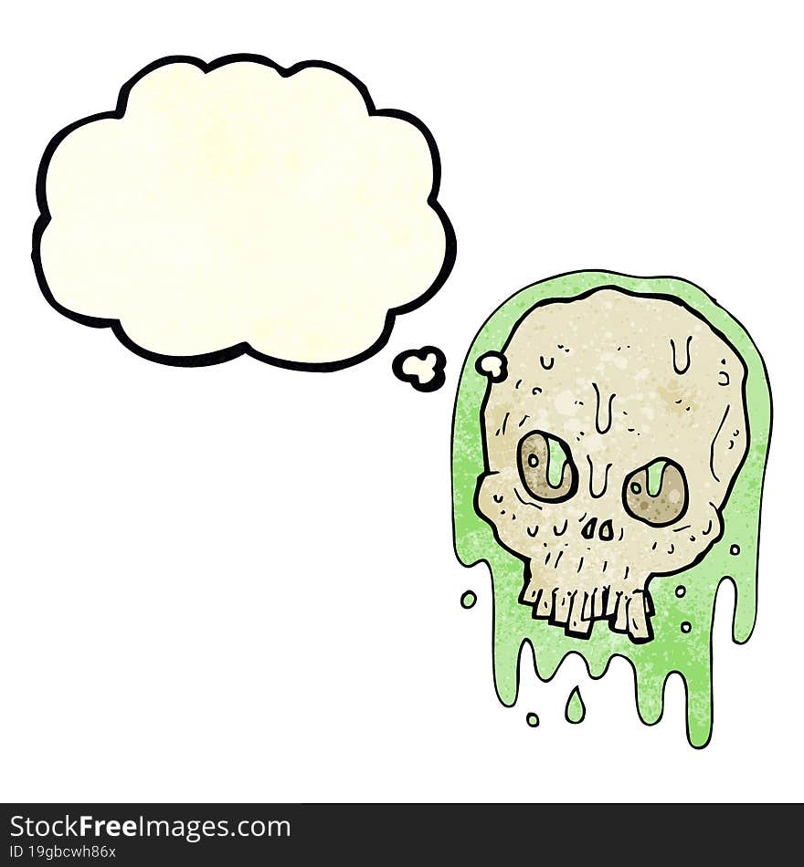 Cartoon Slimy Skull With Thought Bubble