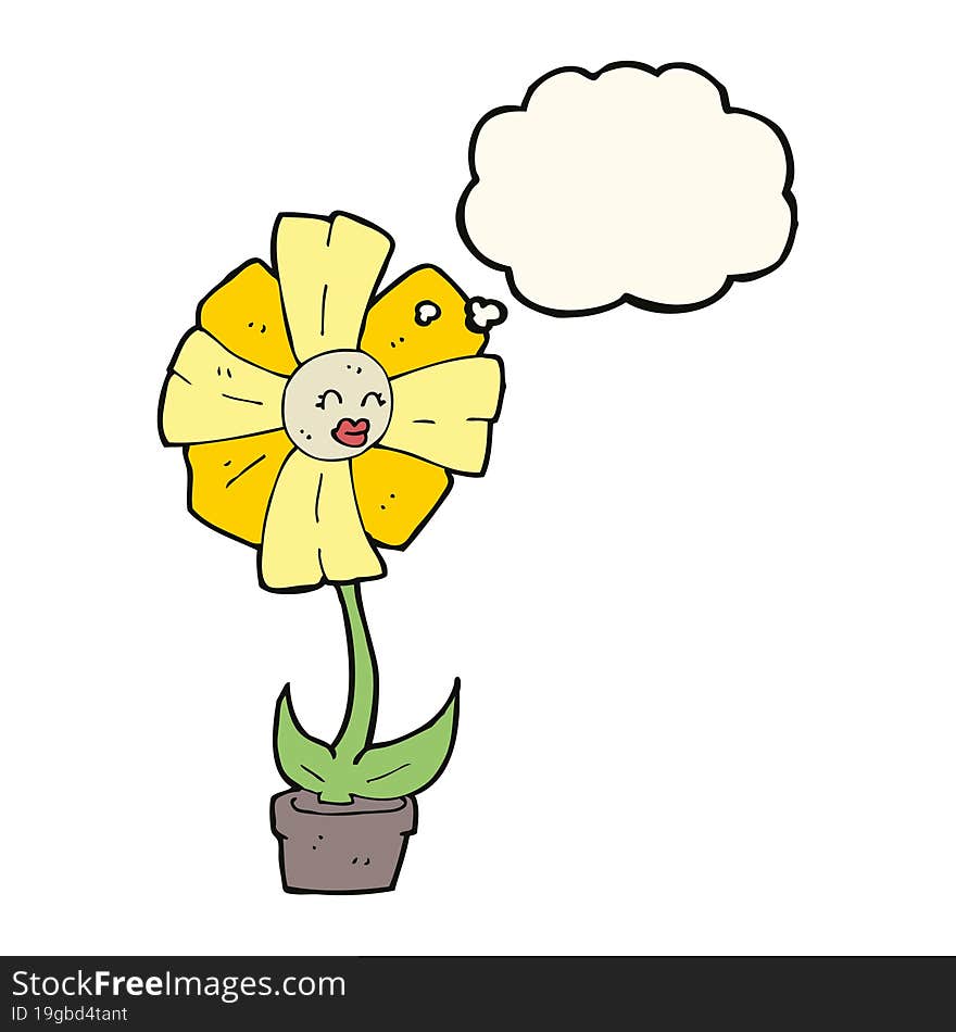 cartoon flower with thought bubble