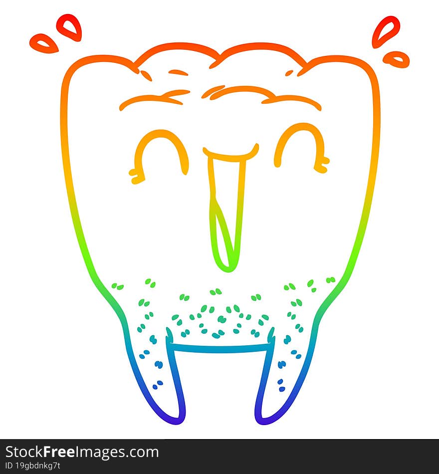 rainbow gradient line drawing cartoon happy tooth