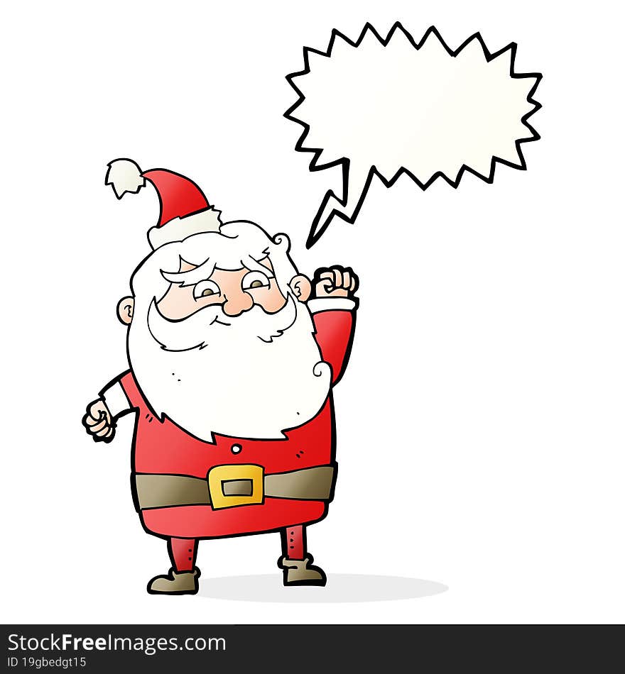 cartoon santa claus with speech bubble