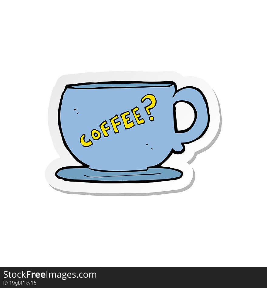 sticker of a cartoon coffee mug