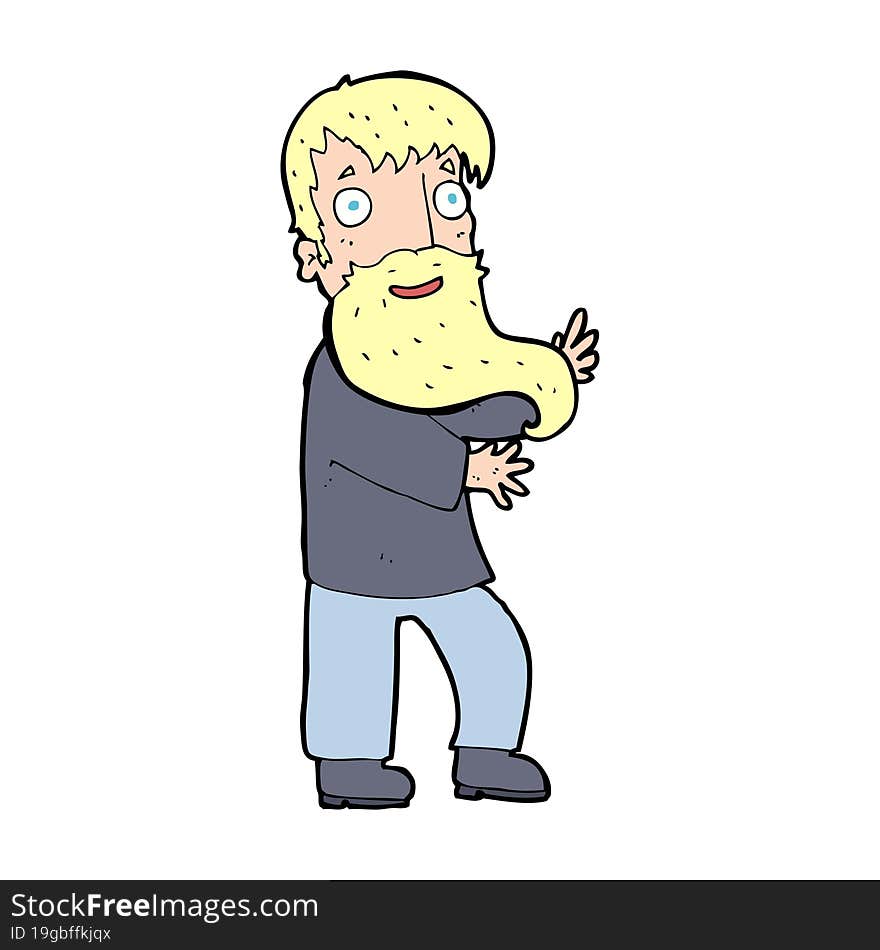 cartoon excited bearded man