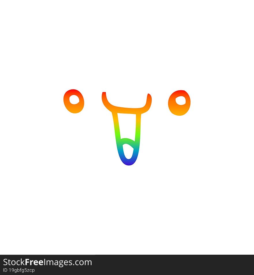 rainbow gradient line drawing of a cute happy cartoon face