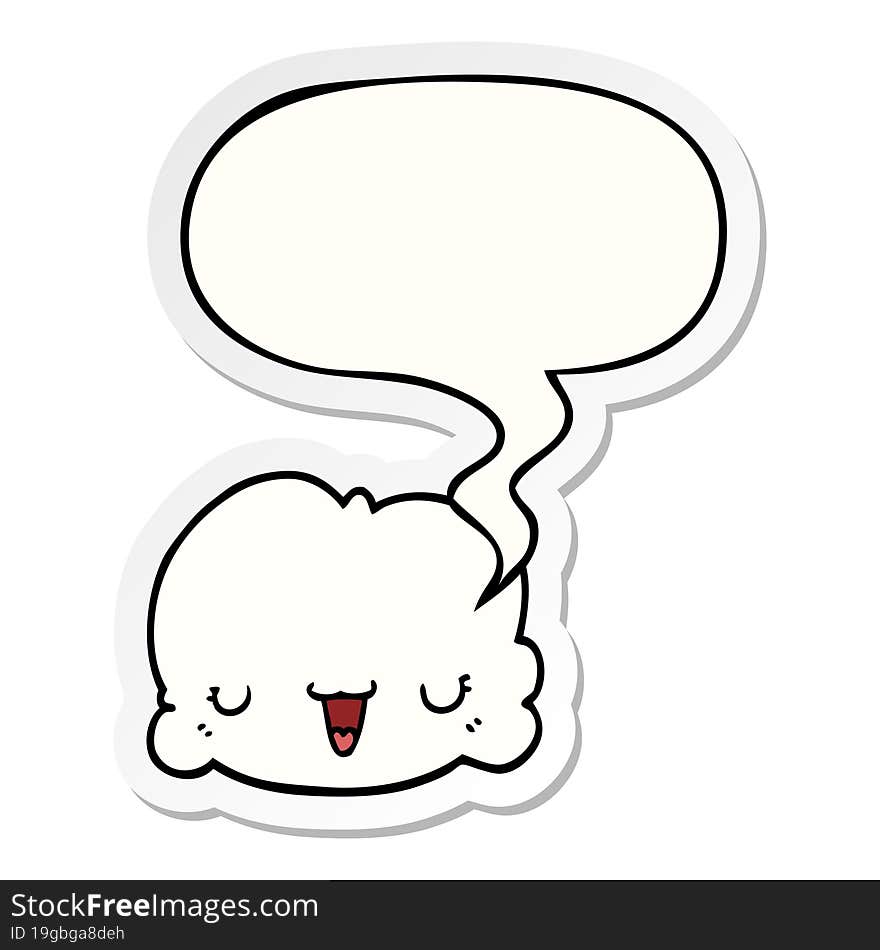 cute cartoon cloud and speech bubble sticker