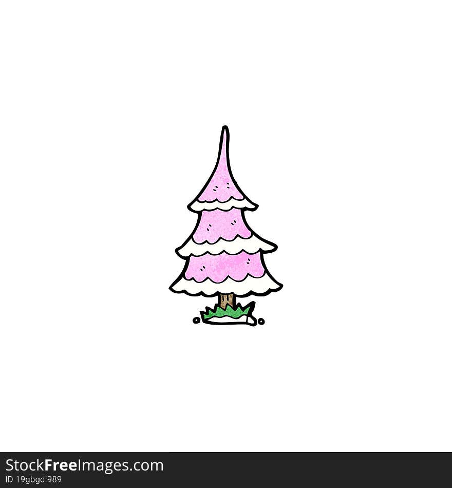 cartoon pink christmas tree