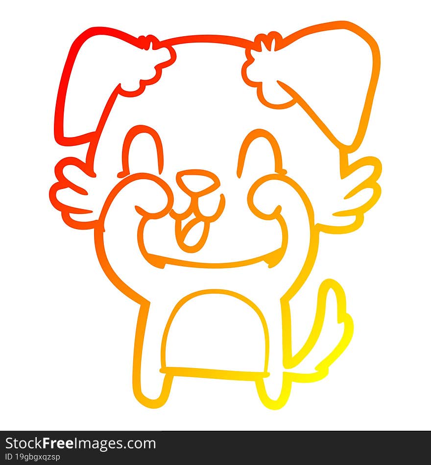 warm gradient line drawing laughing cartoon dog