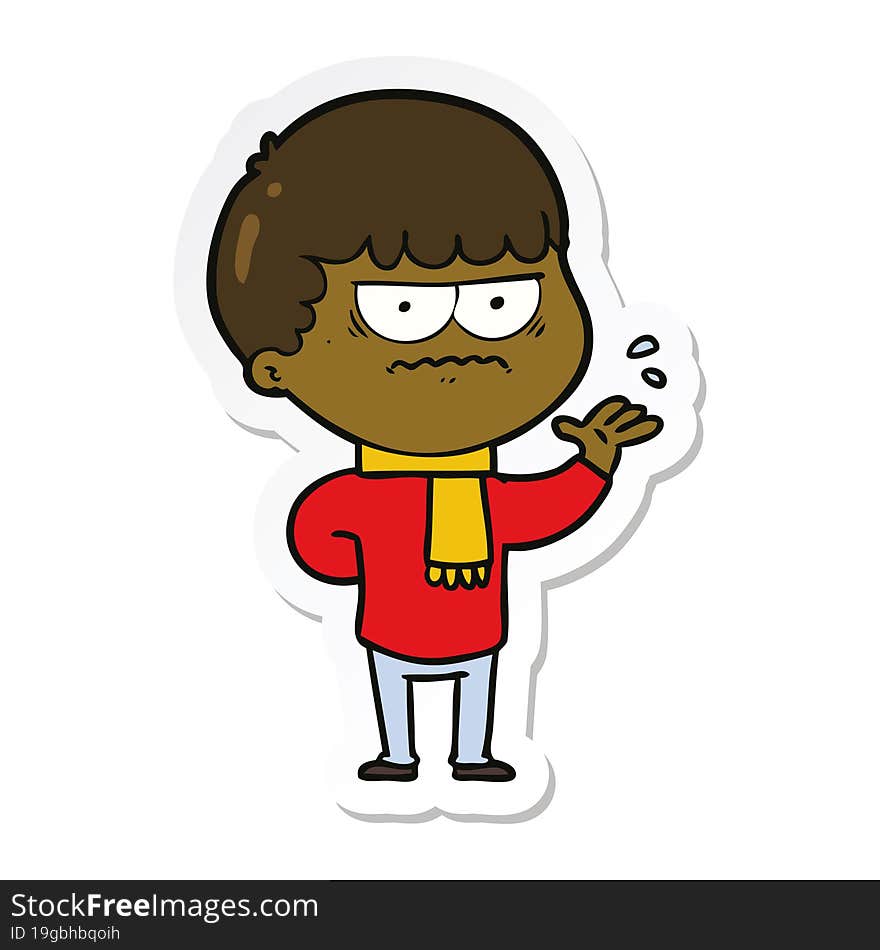 sticker of a cartoon annoyed man