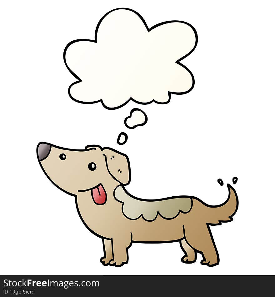 cartoon dog and thought bubble in smooth gradient style