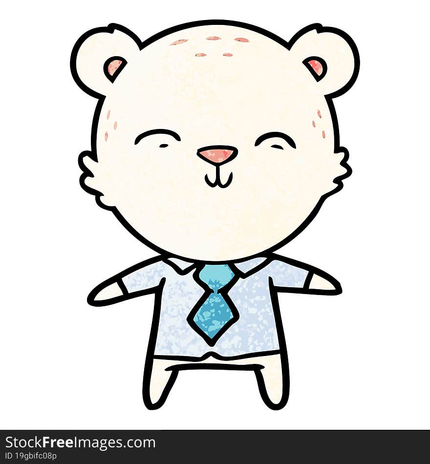 happy cartoon polar bear office worker. happy cartoon polar bear office worker