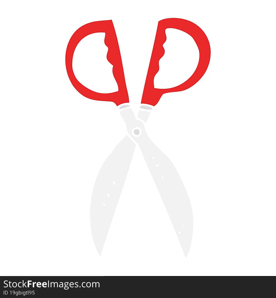 flat color illustration of a cartoon pair of scissors