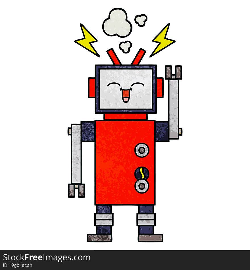 Retro Grunge Texture Cartoon Robot