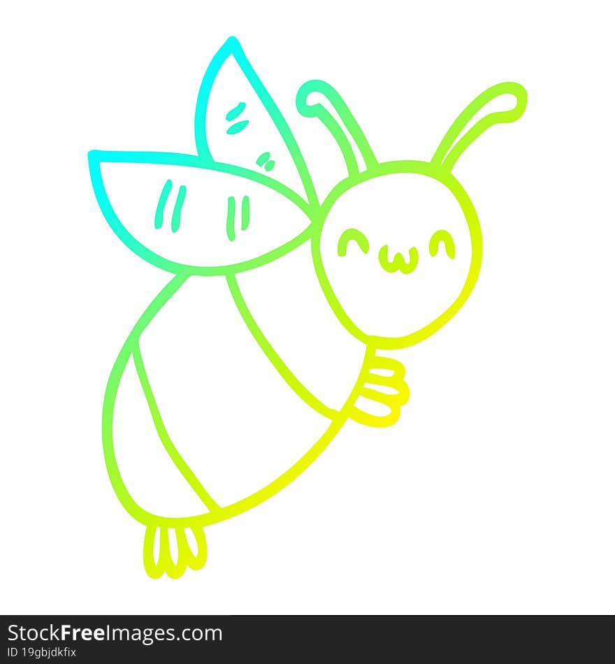 cold gradient line drawing cute cartoon bee