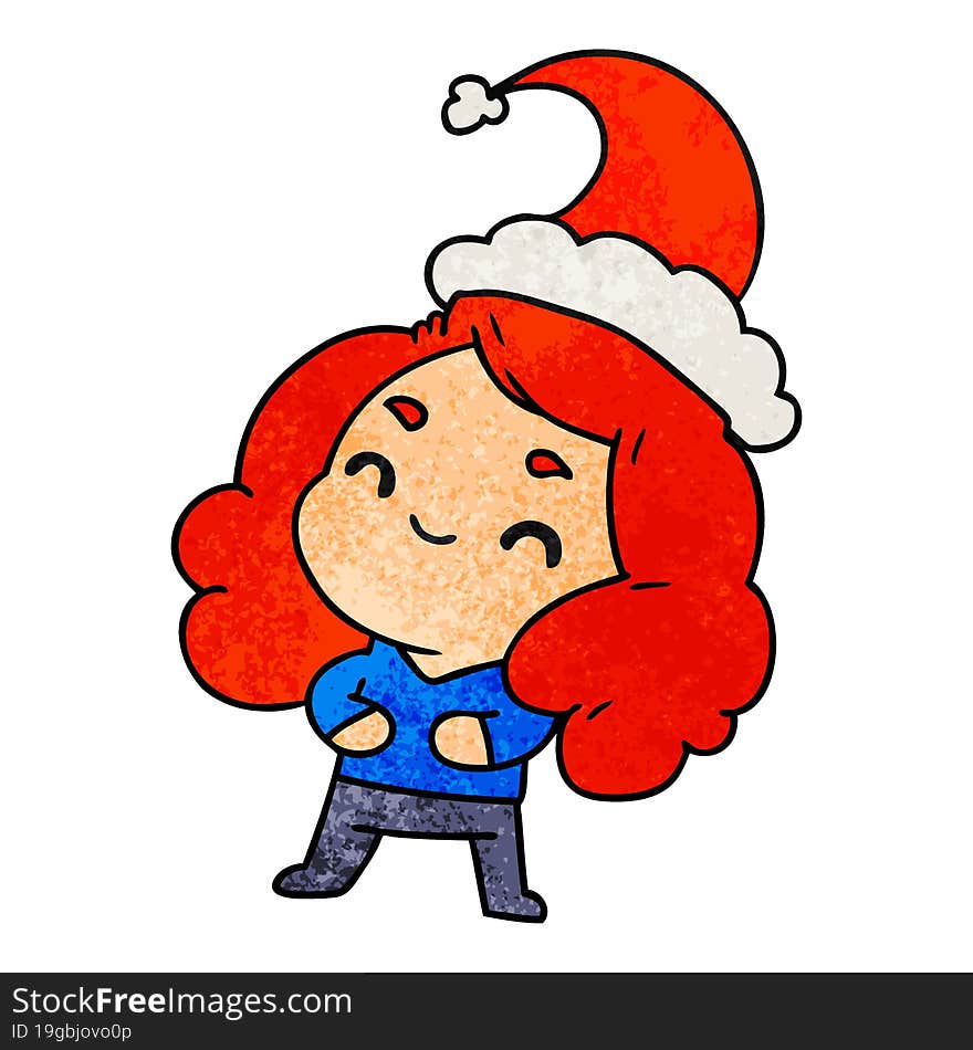 Christmas Textured Cartoon Of Kawaii Girl