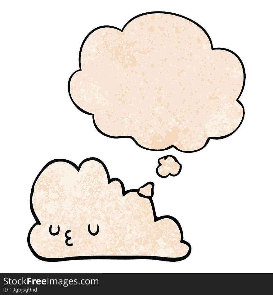 cute cartoon cloud and thought bubble in grunge texture pattern style