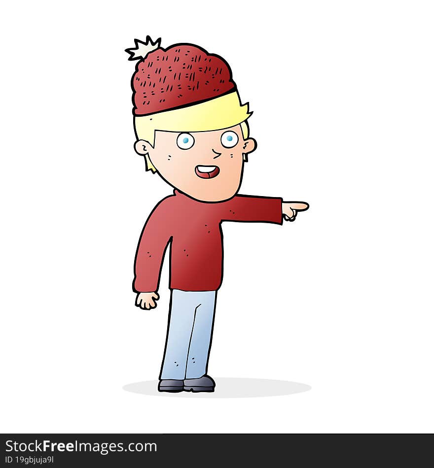 cartoon man wearing winter hat