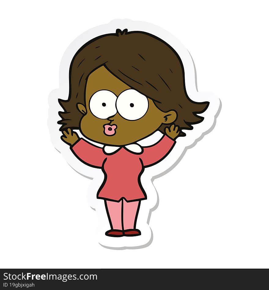 Sticker Of A Cartoon Girl Pouting