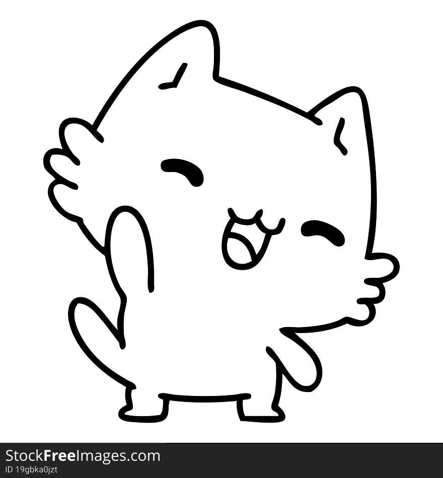 line doodle of a cute happy cat. line doodle of a cute happy cat