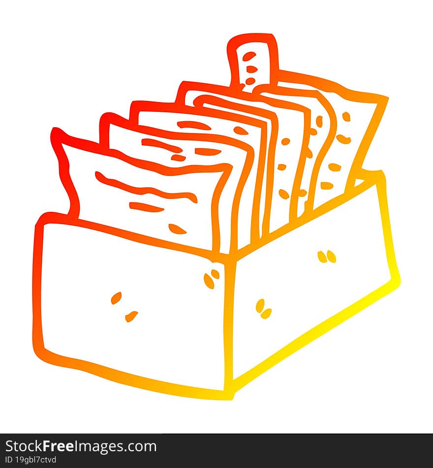 warm gradient line drawing cartoon box of files