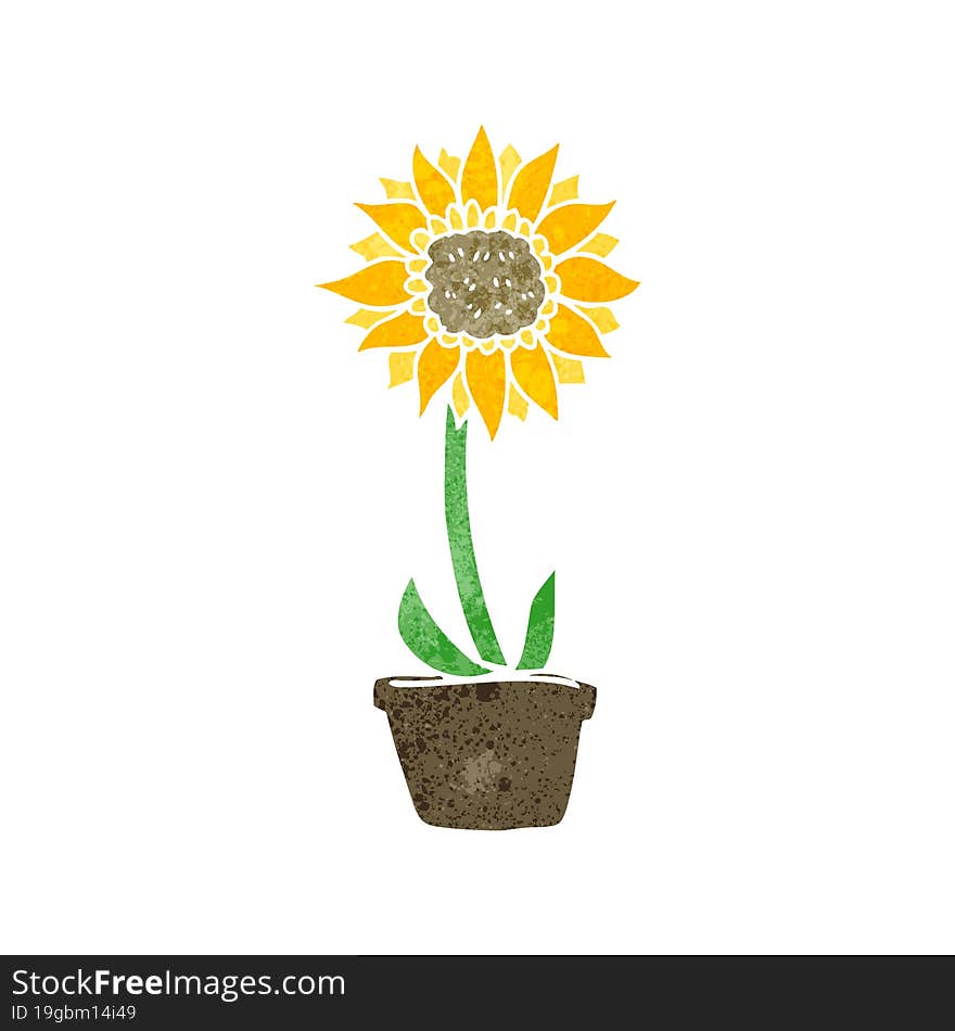 retro cartoon sunflower