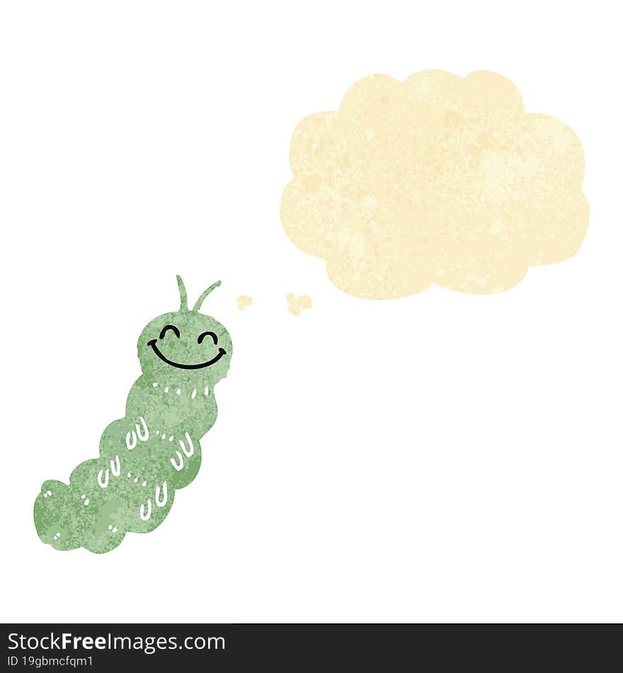 cartoon caterpillar with thought bubble