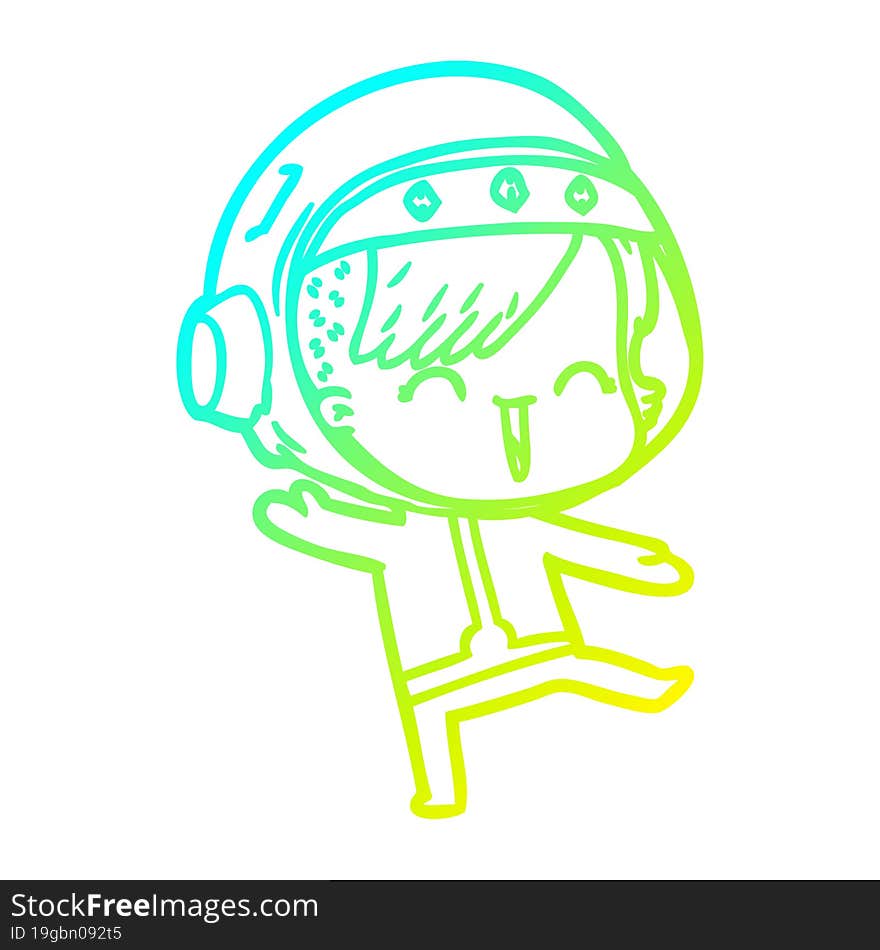 cold gradient line drawing happy cartoon space girl