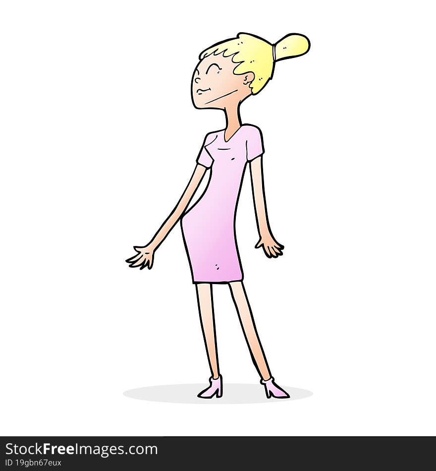 cartoon woman in dress