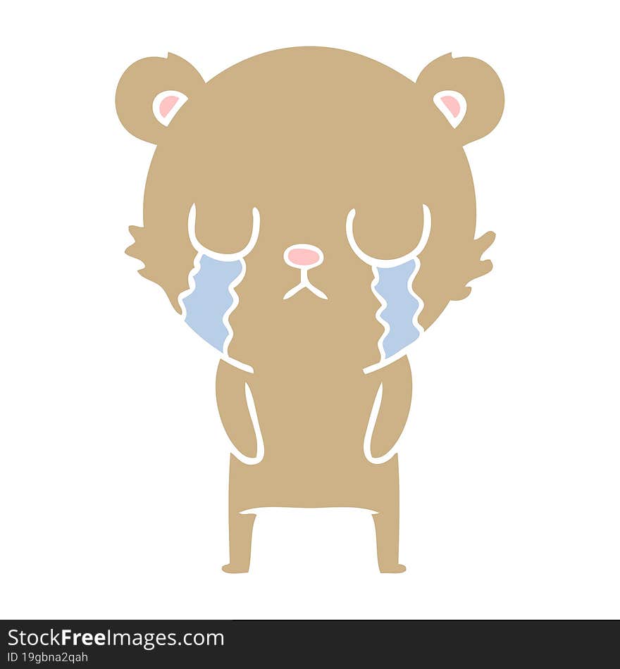 crying bear flat color style cartoon chraracter