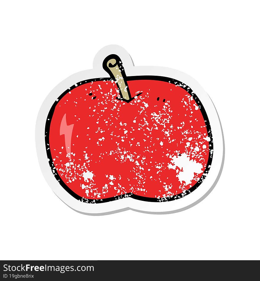 retro distressed sticker of a cartoon shiny apple