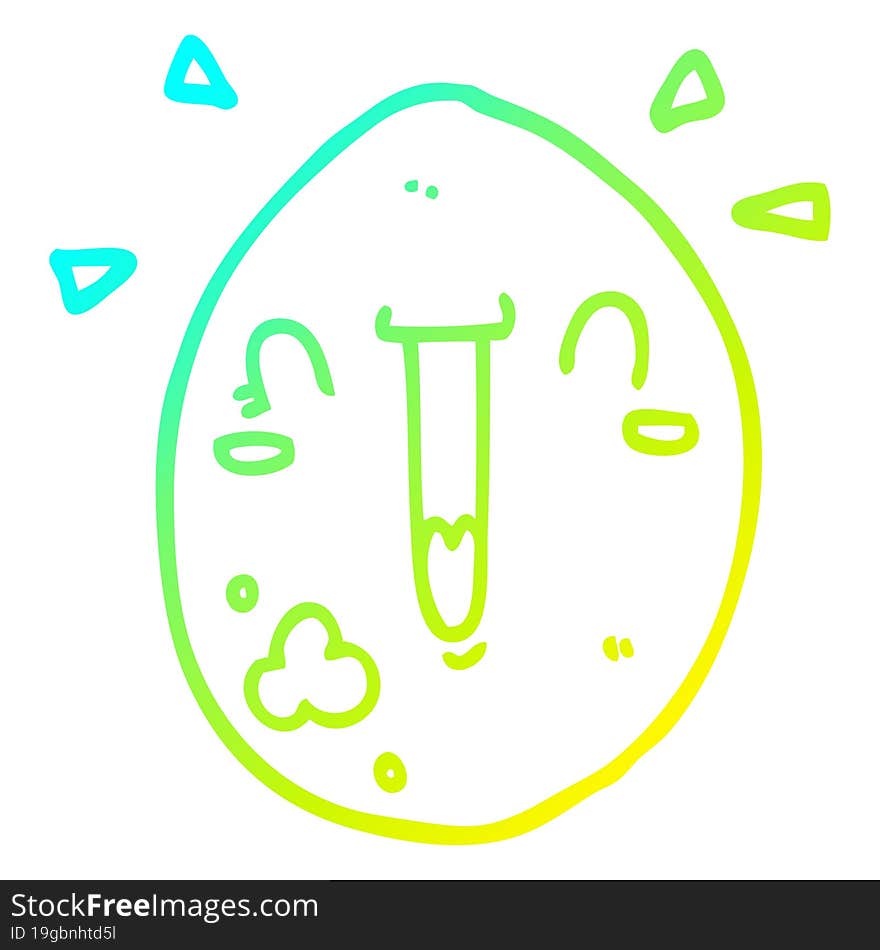 cold gradient line drawing of a cartoon happy egg