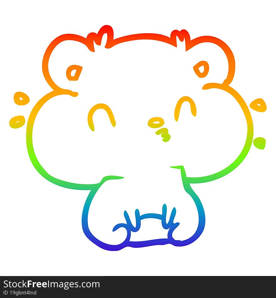 rainbow gradient line drawing hamster with full cheek pouches