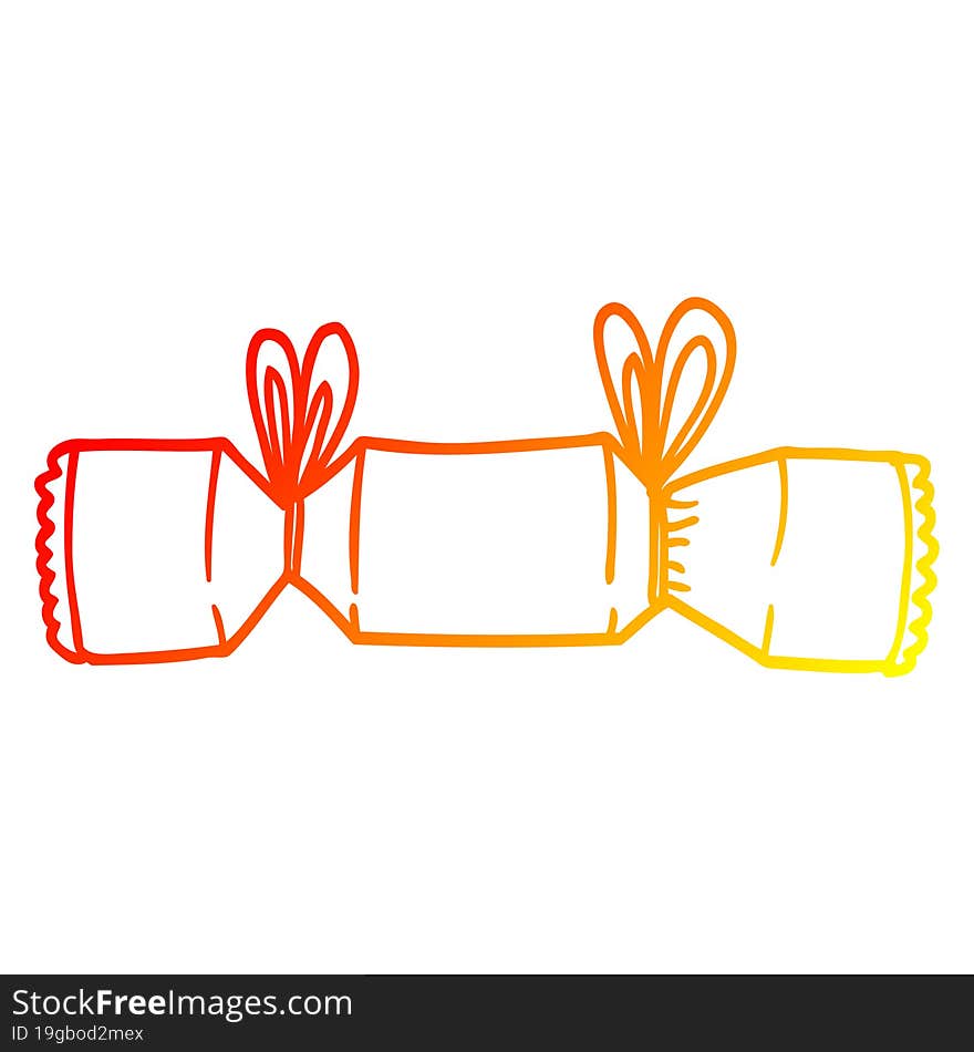 warm gradient line drawing of a cartoon xmas cracker