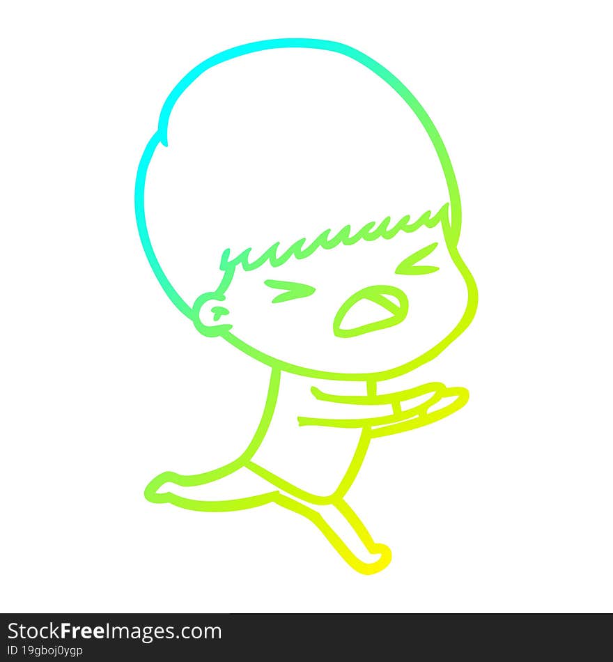 cold gradient line drawing cartoon stressed man