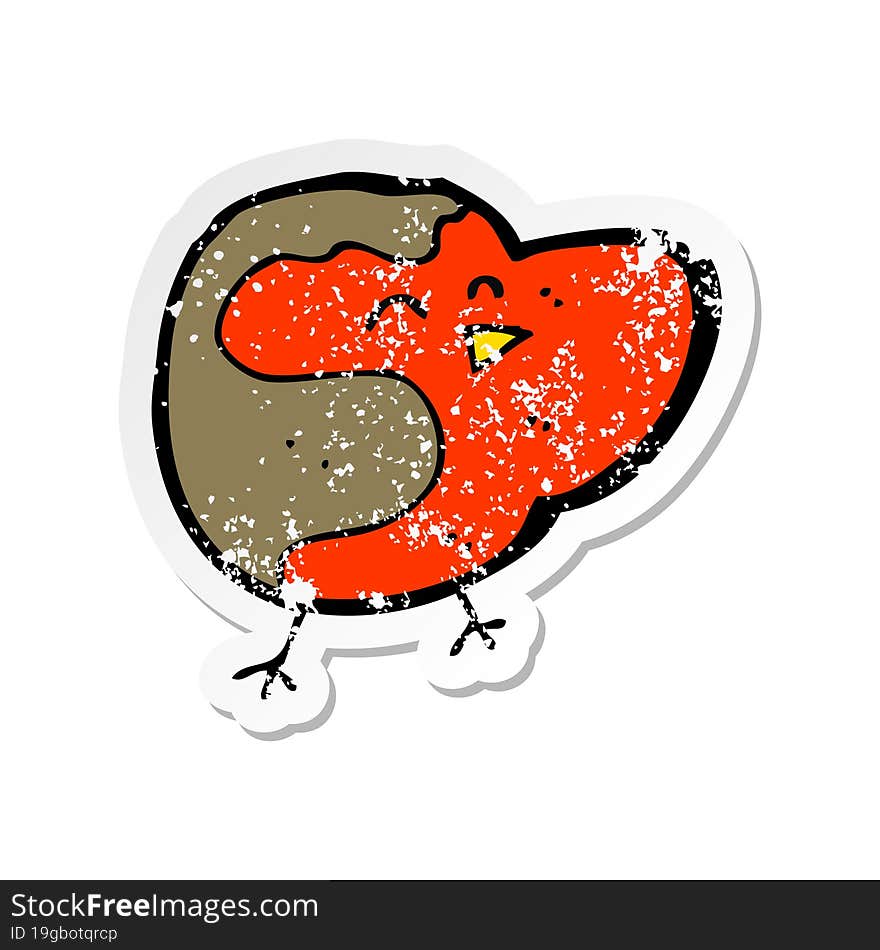 retro distressed sticker of a cartoon robin