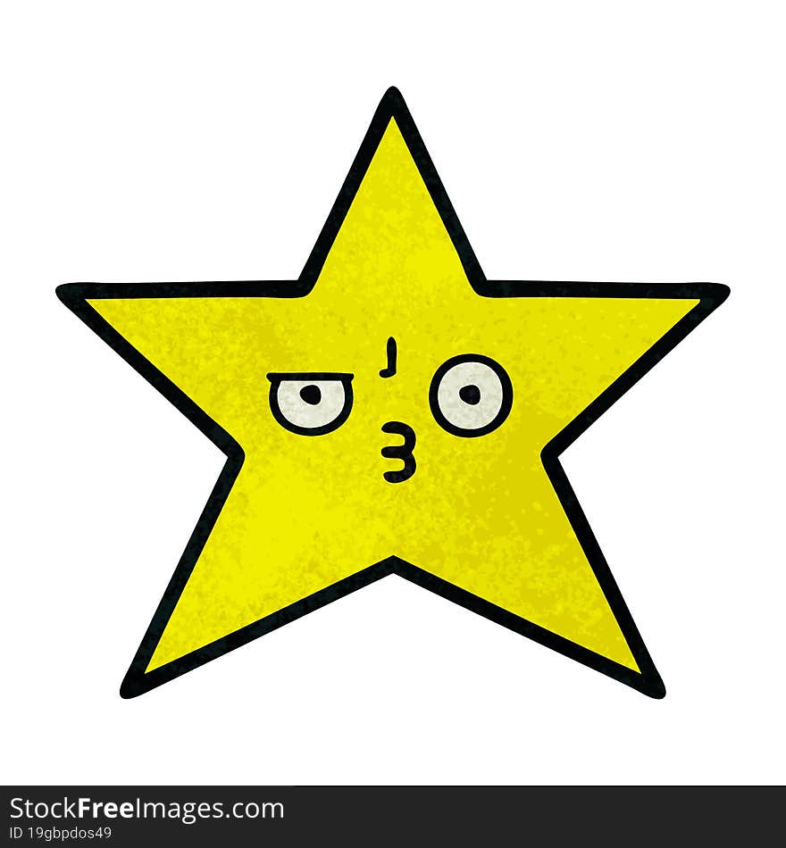 retro grunge texture cartoon of a gold star