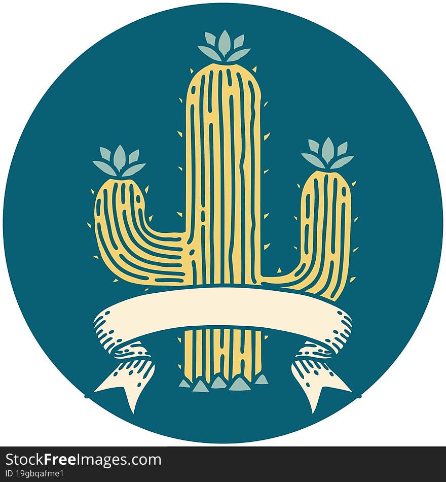 Icon With Banner Of A Cactus