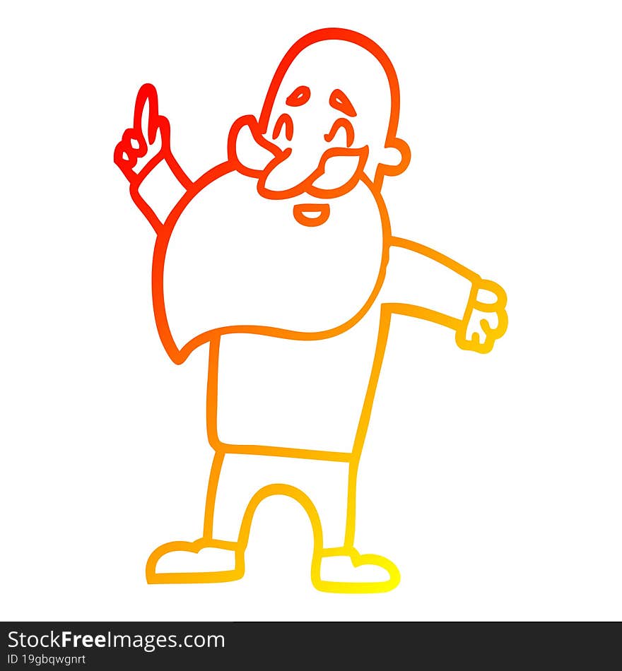 warm gradient line drawing cartoon man with beard