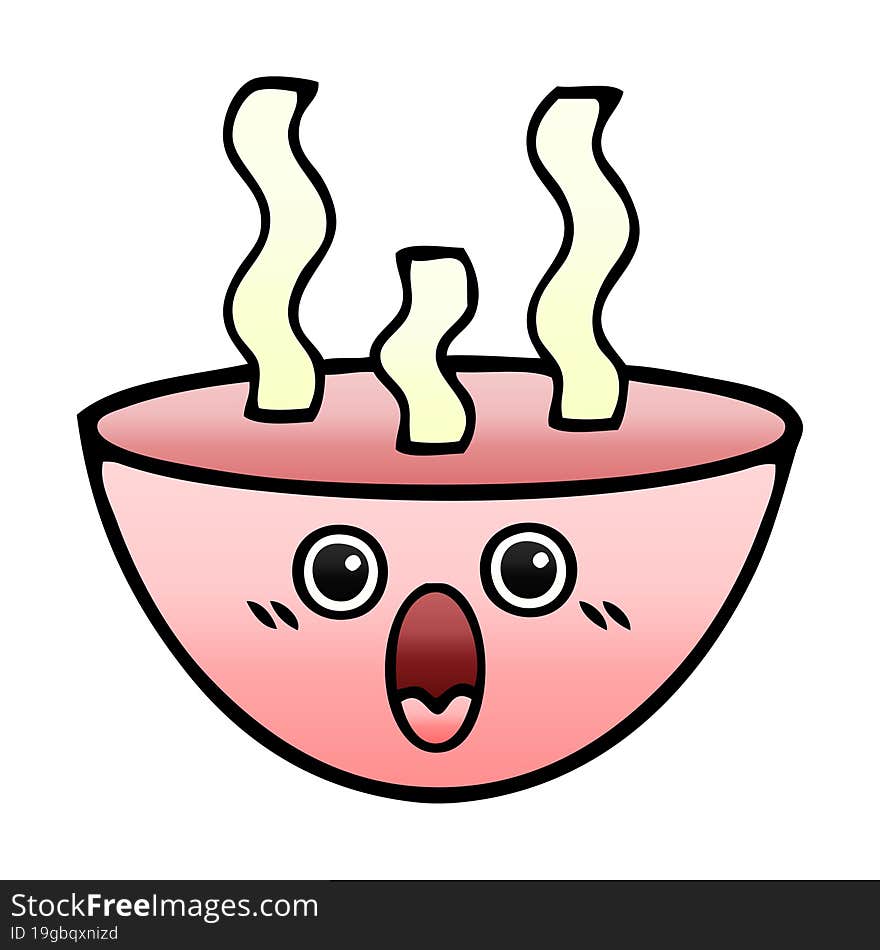 gradient shaded cartoon bowl of hot soup