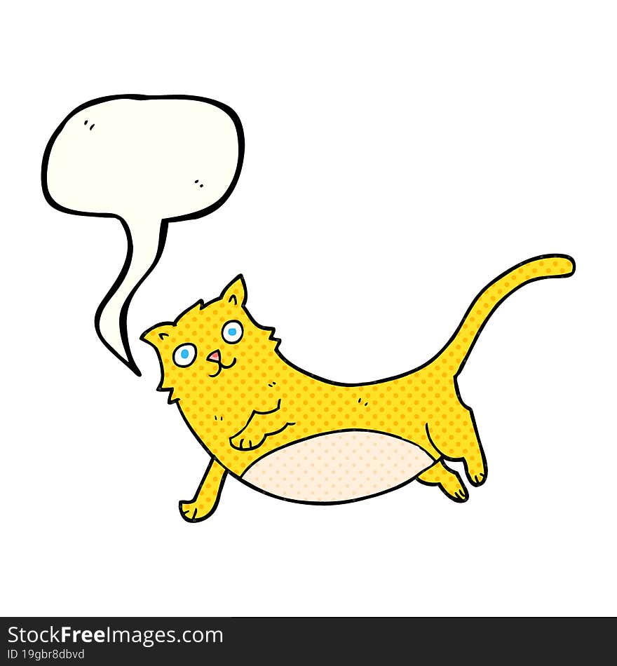 freehand drawn comic book speech bubble cartoon cat