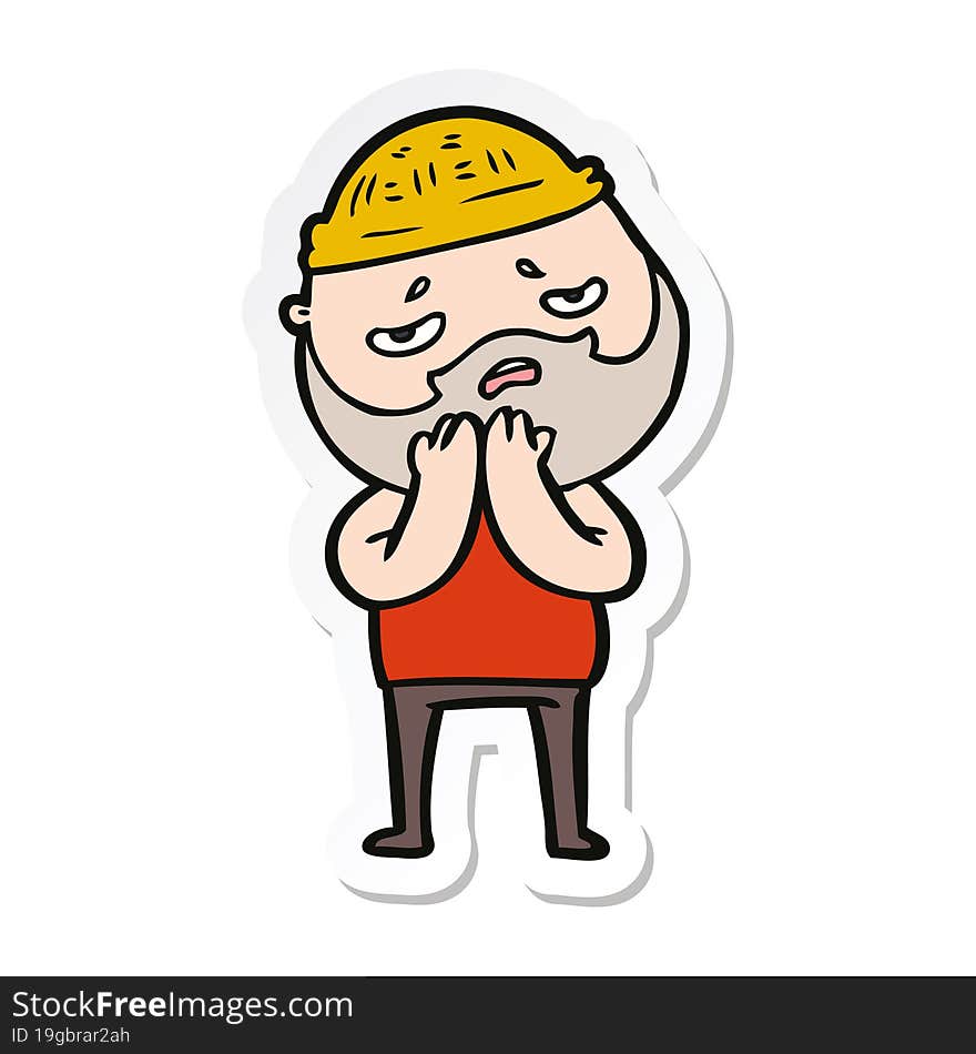 sticker of a cartoon worried man with beard