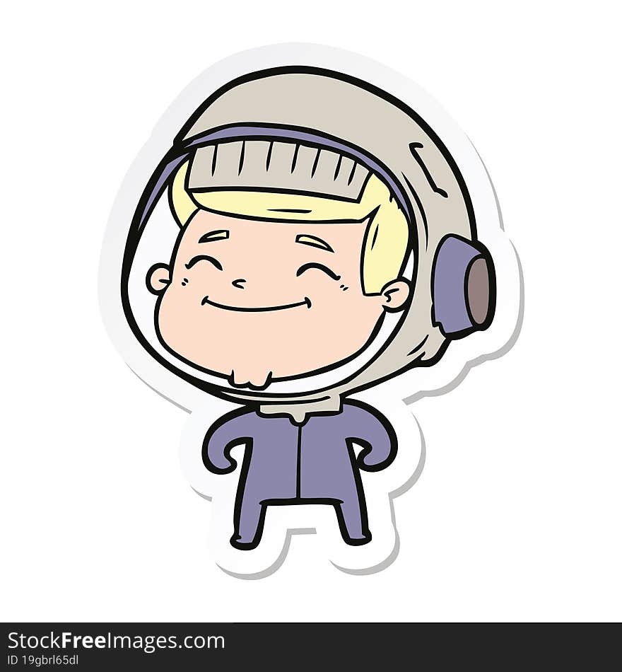 Sticker Of A Happy Cartoon Astronaut